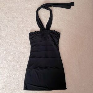 NWT BCBG tiered jersey black halter dress